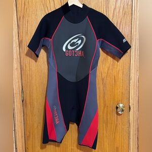 GOTCHA Mens Titanium 2.2 mm Black 4 Way Stretch Wetsuit SS Zip SZ M mens shortie